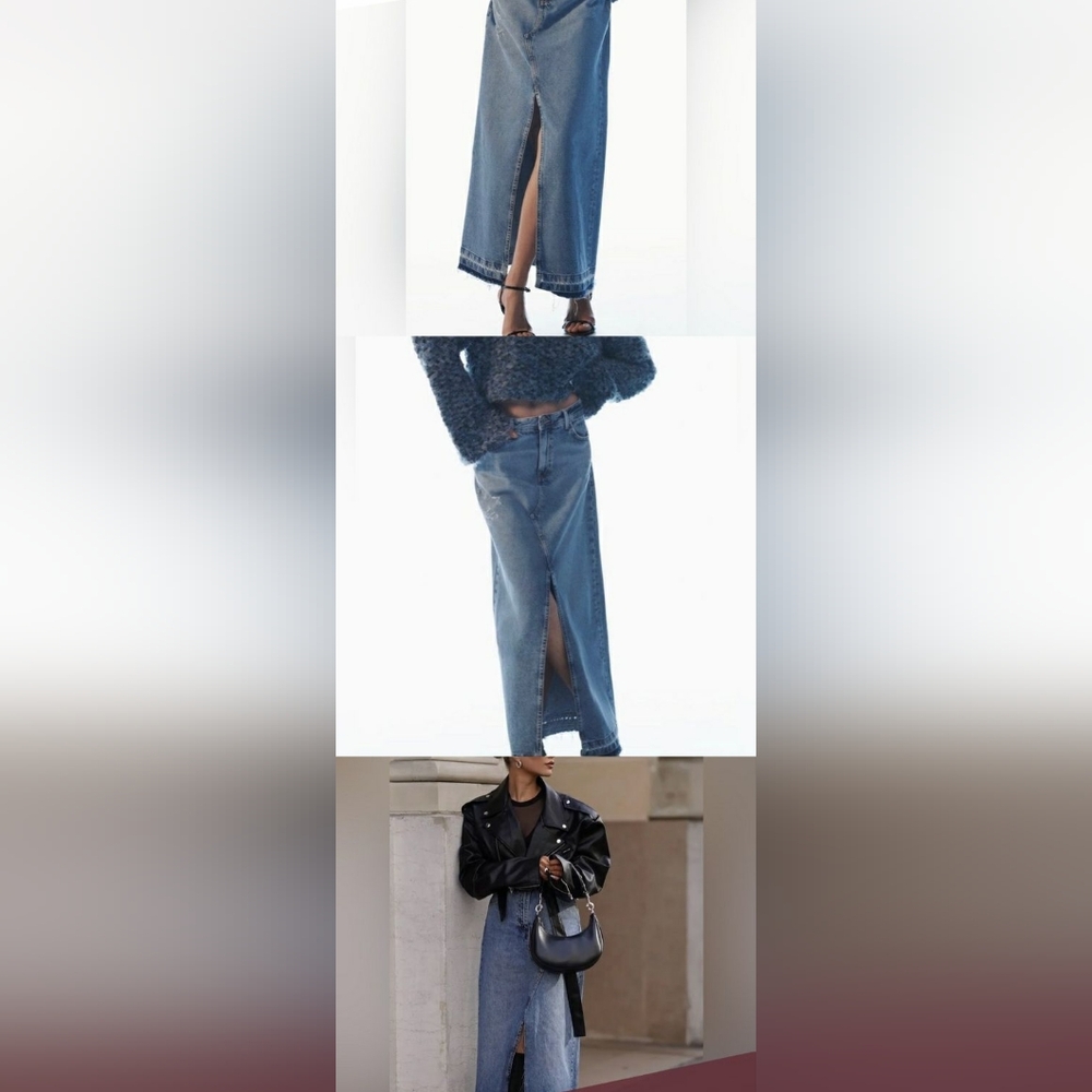 ZARA WOMAN NEW BLUE DENIM TRF MIDI SKIRT SIZE M REF. 6164/034 - Picture 2 of 10